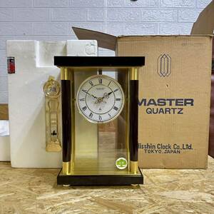 未使用 デッドストック　日新時計 MASTER QUARTZ MADE IN JAPAN マスタークオーツ　振り子時計　時計　置時計 アンティーク 