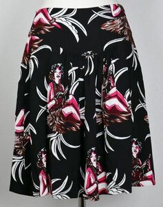 14SS PRADA プラダ アロハ ギャザー スカート 38 ハワイアン skirt b6630