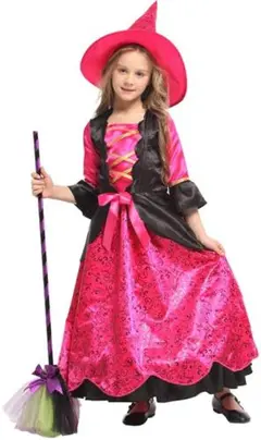 ハロウィン 仮装 子供 女の子 魔女 ドレス コスプレ 魔法 衣装 Mサイズ