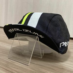 送料無料★美品 パールイズミ FREE 57-60cm サイクリングキャップ/サイクルキャップ PEARL IZUMI 両サイド&ツバ裏プリント 良質品 499 黒系