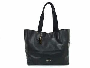 1円 ■美品■ COACH コーチ F58660 レザー トートバッグ ショルダーバッグ 肩掛けかばん レディース ブラック系 AY1841