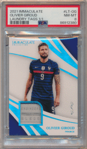 Olivier Giroud 2021 Immaculate Collection Laundry Tags Patch 世界1枚限定 1/1 1of1 PSA 8 ランドリータグパッチ オリヴィエ・ジルー