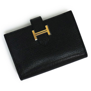 （新品・未使用品）エルメス HERMES ベアン カードケース 名刺入れ 定期入れ パスケース シェーブルシャムキラ ブラック 黒 B刻印 箱付