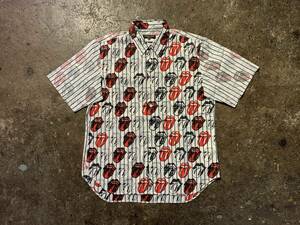 COMME des GARCONS HOMME PLUS 06SS リップ＆タン総柄半袖シャツ 裏地切替 AD2006 コムデギャルソンオムプリュス Rolling Stones PQ-B030