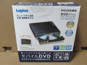 Logitec ミニノートPC対応 外付USB接続 DVD Drive LDR-PME8U2LBK(中古品）ジャンク品
