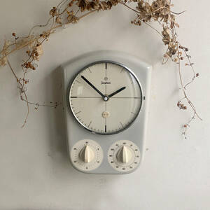 ドイツ 1960s JUNGHANS ユンハンス タイマー付き 金継ぎ 陶器 時計 壁掛け キッチン クロック ヴィンテージ フランス 北欧 アンティーク
