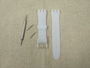 swatch用 シリコンラバーストラップ 交換用腕時計ベルト 19mm 半透明ホワイト