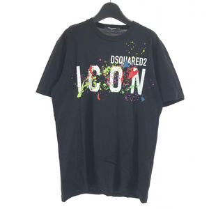 【中古】DSQUARED ペイント半袖Tee サイズM ブラック ディースクエアード[240017620745]