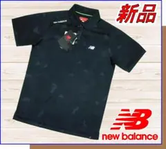 【新品】ニューバランスゴルフシャツ半袖ヘキサゴンカモフラージュ黒ブラック4M