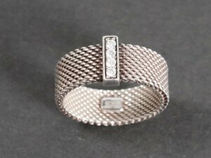 ★TIFFANY＆CO ティファニー サマセット リング 4P ダイヤモンド メッシュ SILVER 925 総重量約4.2g 14号 アクセサリー 1946-TE