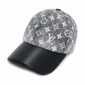 （新品・未使用品）ルイ ヴィトン LOUIS VUITTON キャップ 帽子 Mサイズ モノグラム ジャカード デニム 黒 白 シルバー金具 M7028M 箱付