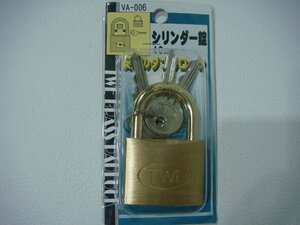 YS/C16ES-PEV 未使用品 WAKI シリンダー錠 40mm ダブルロック TWE VA-006 真鍮 鍵 南京錠