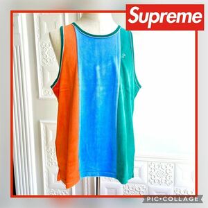 ◆新品◆Supreme Velour Tank Top Green M シュプリーム ベロア タンクトップ グリーン 緑 オレンジ ブルー ノースリーブ トップス 20SS