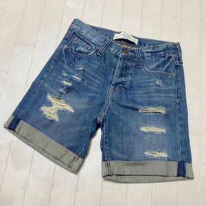 3590☆ ABERCRMBIE&FITCH アバクロンビー&フィッチ ボトムス ショートパンツ デニム レディース 27 インディゴ