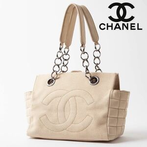 ★1円スタート★CHANEL シャネル ロゴ ココマーク キャンバス チェーン トートバッグ ショルダーバッグ レディース 36-1