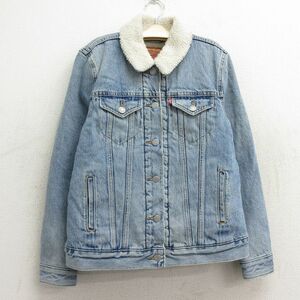 古着 リーバイス Levis 長袖 デニム ボア ジャケット ジージャン キッズ ボーイズ 子供服 コットン 薄紺 ネイビー 23nov28