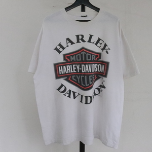 Z387 90sビンテージ HarleyDavidson ハーレーダビッドソン 半袖Tシャツ■1990年代製 約XLサイズ 古着 アメカジ ストリート ホワイト ロゴ