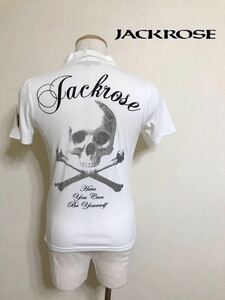 JACK ROSE ジャックローズ ビッグスカル ラインストーン ポロシャツ ホワイト トップス サイズM 半袖 32C2949S 白
