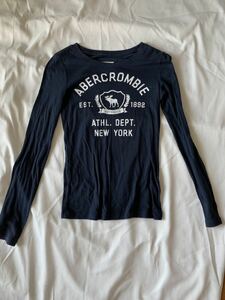 Abercrombie & Fitch アバクロンビー&フィッチ 長袖ビッグ アイコン Tシャツ 紺　サイズL