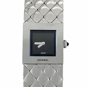 CHANEL　シャネル　時計　ウォッチ　マトラッセ　レディース　クォーツ　SS　黒文字盤　