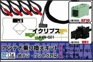 フィルムアンテナ ケーブル 地デジ ワンセグ フルセグ イクリプス ECLIPSE DTVF12 同等品 AVN-G01 VR1 高感度 汎用 受信 ナビ