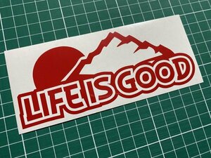 マウンテンカッティングステッカー② カラー変更無料 LIFE IS GOOD 人生は素晴らしい 山好き キャンプ アウトドア